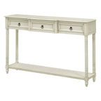 Console avec 3 tiroirs et étagère inférieure, coloris Espresso / Bleu marine vieilli / Beige / Blanc cassé, montage par 1 personne