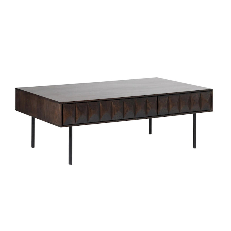 Table basse à 2 tiroirs en chêne espresso, 1 pièce
