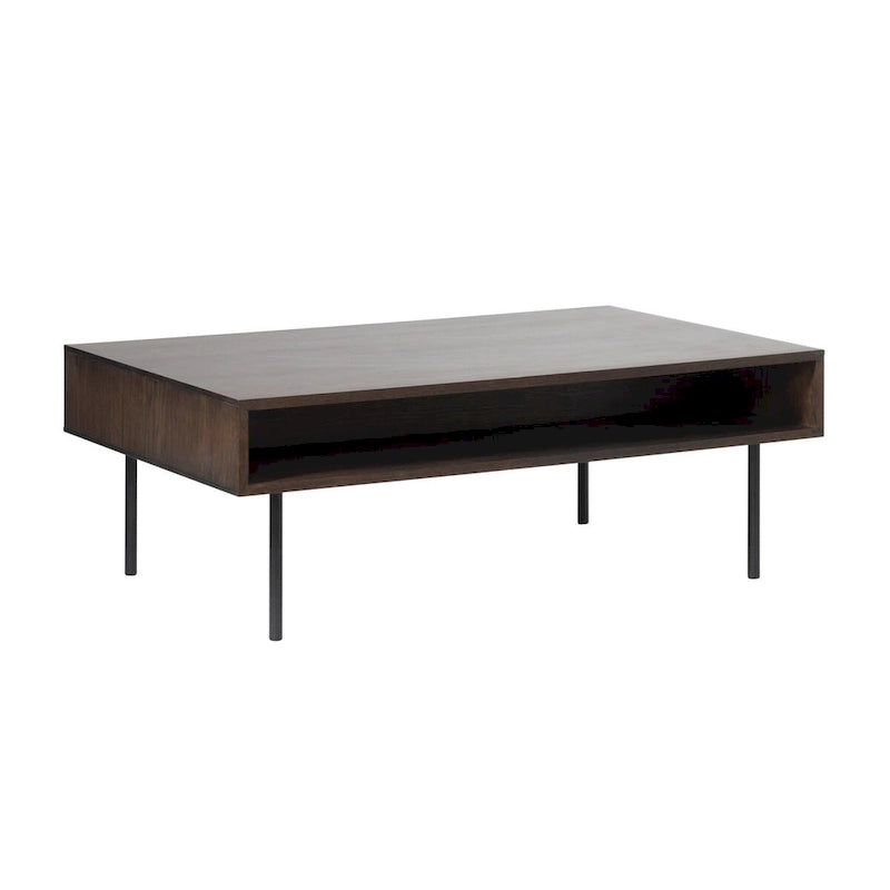 Table basse à 2 tiroirs en chêne espresso, 1 pièce