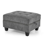 Canapé modulable en chenille grise, 6 places en L, réversible