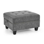 Canapé modulable en chenille grise, 6 places en L, réversible