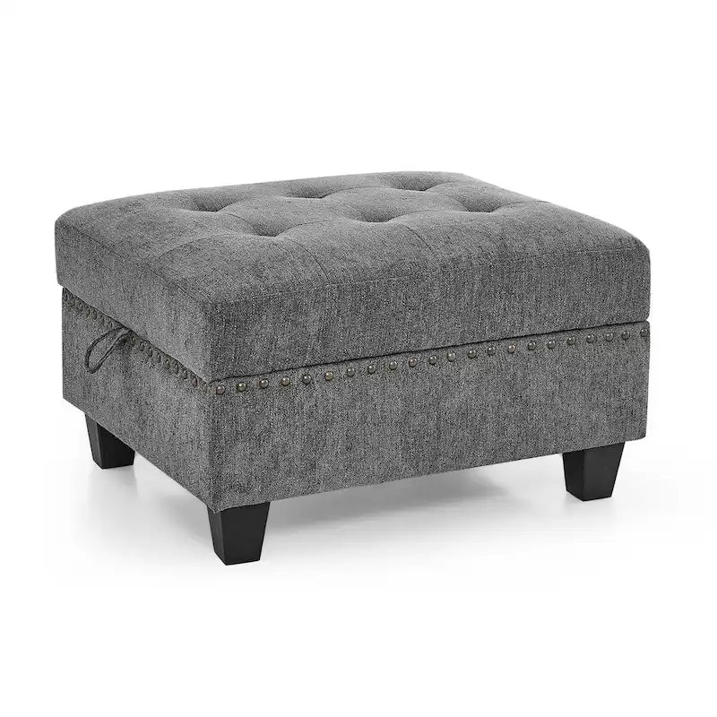 Canapé modulable en chenille grise, 6 places en L, réversible