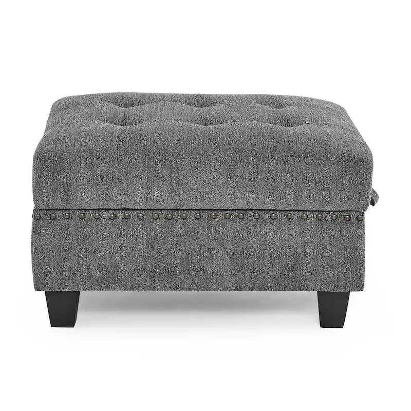 Canapé modulable en chenille grise, 6 places en L, réversible