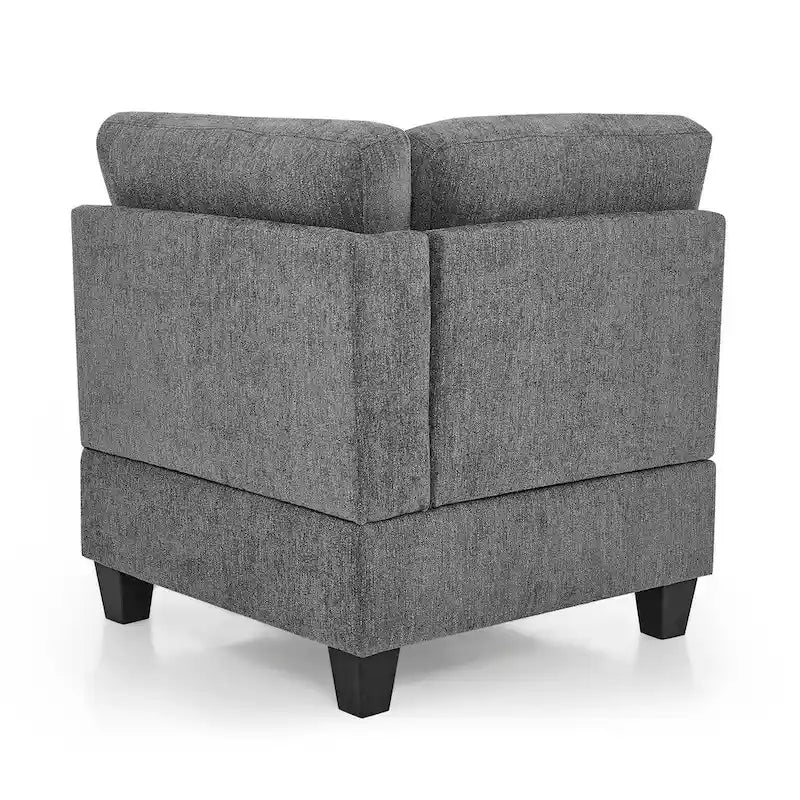 Canapé modulable en chenille grise, 6 places en L, réversible