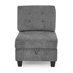Canapé modulable en chenille grise, 6 places en L, réversible
