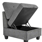 Canapé modulable en chenille grise, 6 places en L, réversible