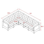 Canapé modulable en chenille grise, 6 places en L, réversible