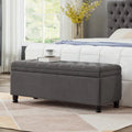 Banc de rangement capitonné gris foncé avec pieds fuseau, 1-2 personnes