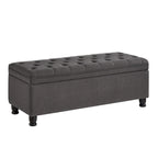 Banc de rangement capitonné gris foncé avec pieds fuseau, 1-2 personnes