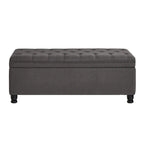 Banc de rangement capitonné gris foncé avec pieds fuseau, 1-2 personnes