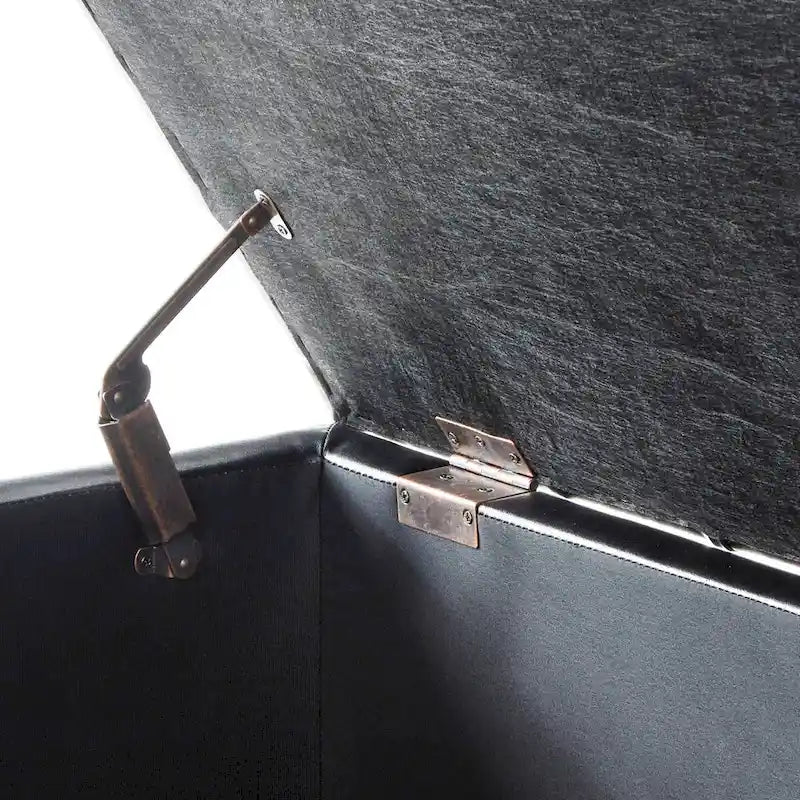 Banc de rangement capitonné gris foncé avec pieds fuseau, 1-2 personnes