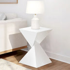 Table d'appoint en acrylique noir / blanc / irisé – Géométrique, monobloc, intérieur et extérieur