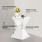 Table d'appoint en acrylique noir / blanc / irisé – Géométrique, monobloc, intérieur et extérieur