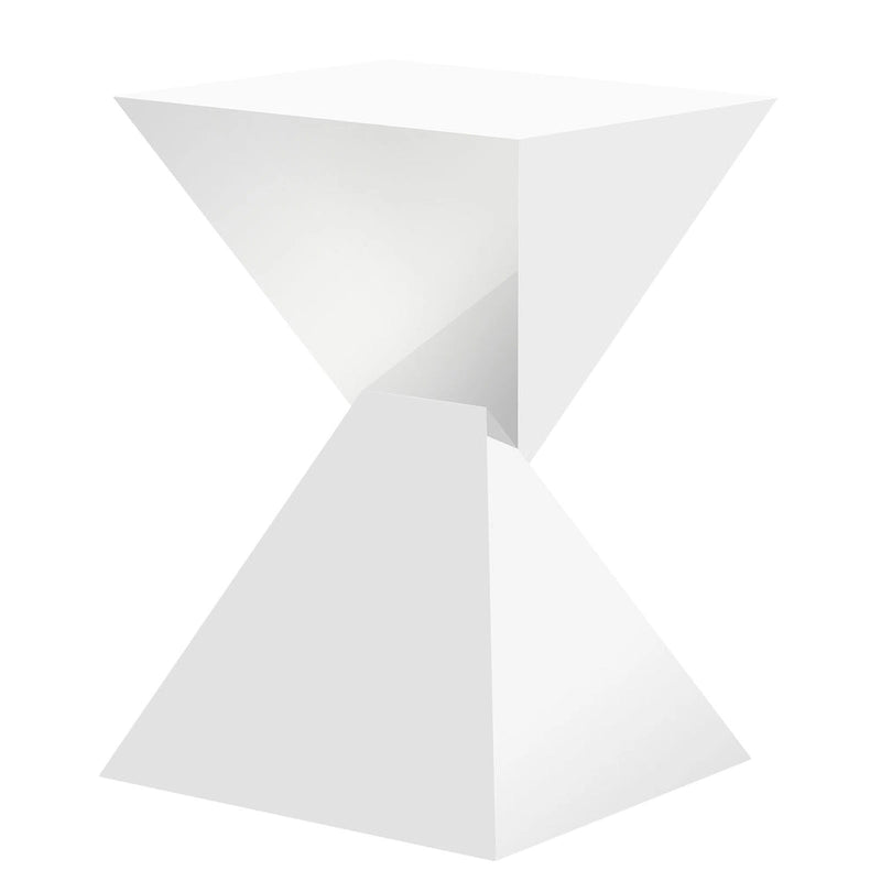 Table d'appoint en acrylique noir / blanc / irisé – Géométrique, monobloc, intérieur et extérieur