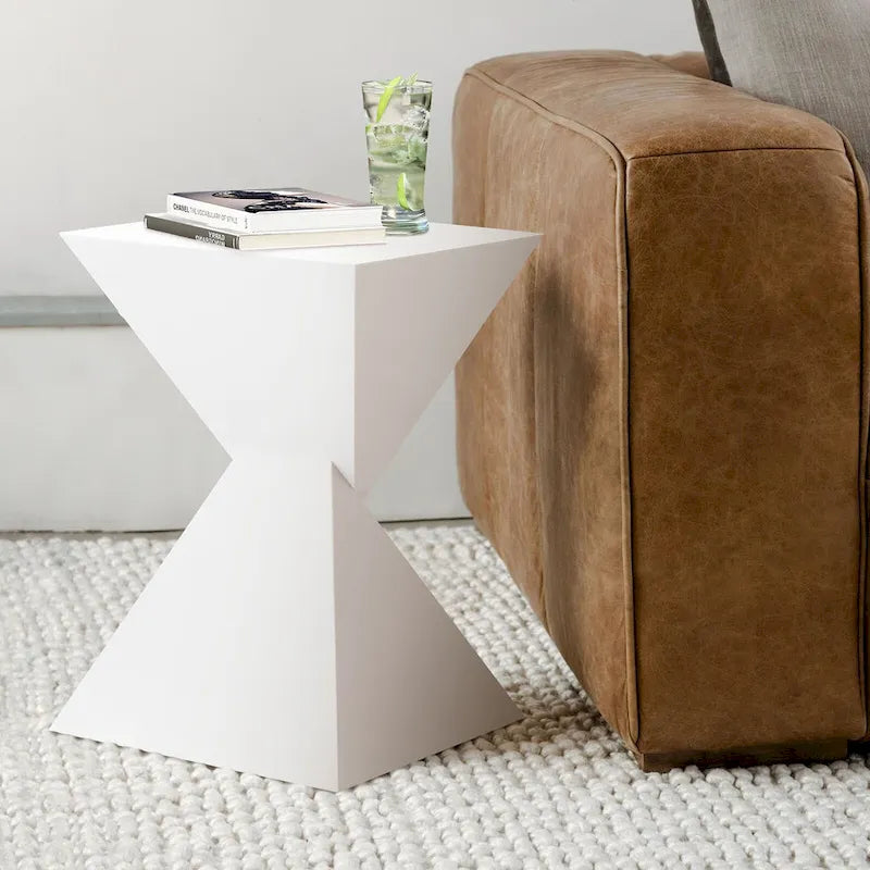 Table d'appoint en acrylique noir / blanc / irisé – Géométrique, monobloc, intérieur et extérieur