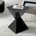 Table d'appoint en acrylique noir / blanc / irisé – Géométrique, monobloc, intérieur et extérieur