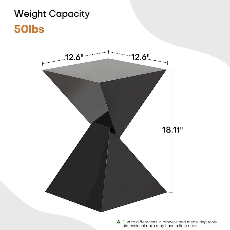 Table d'appoint en acrylique noir / blanc / irisé – Géométrique, monobloc, intérieur et extérieur
