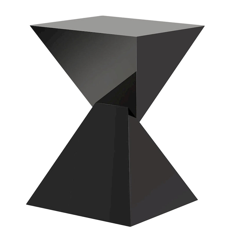 Table d'appoint en acrylique noir / blanc / irisé – Géométrique, monobloc, intérieur et extérieur