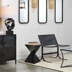 Table d'appoint en acrylique noir / blanc / irisé – Géométrique, monobloc, intérieur et extérieur