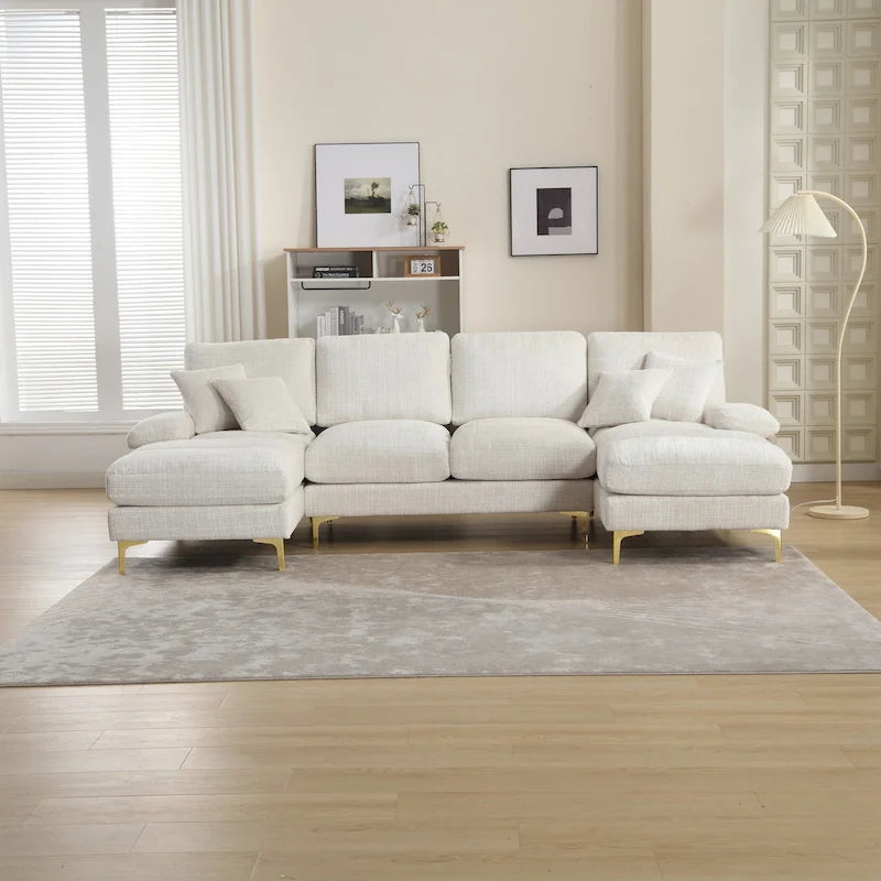 Canapé d'angle en chenille en U, multicolore, style moderne, 5 places et plus