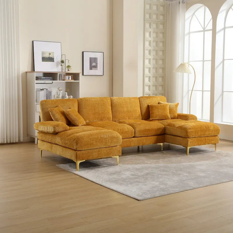Canapé d'angle en chenille en U, multicolore, style moderne, 5 places et plus