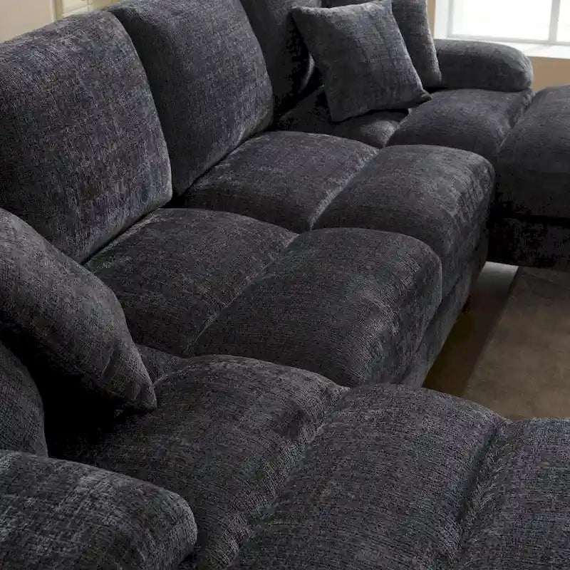 Canapé d'angle en chenille en U, multicolore, style moderne, 5 places et plus