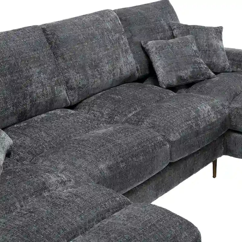 Canapé d'angle en chenille en U, multicolore, style moderne, 5 places et plus