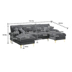 Canapé d'angle en chenille en U, multicolore, style moderne, 5 places et plus