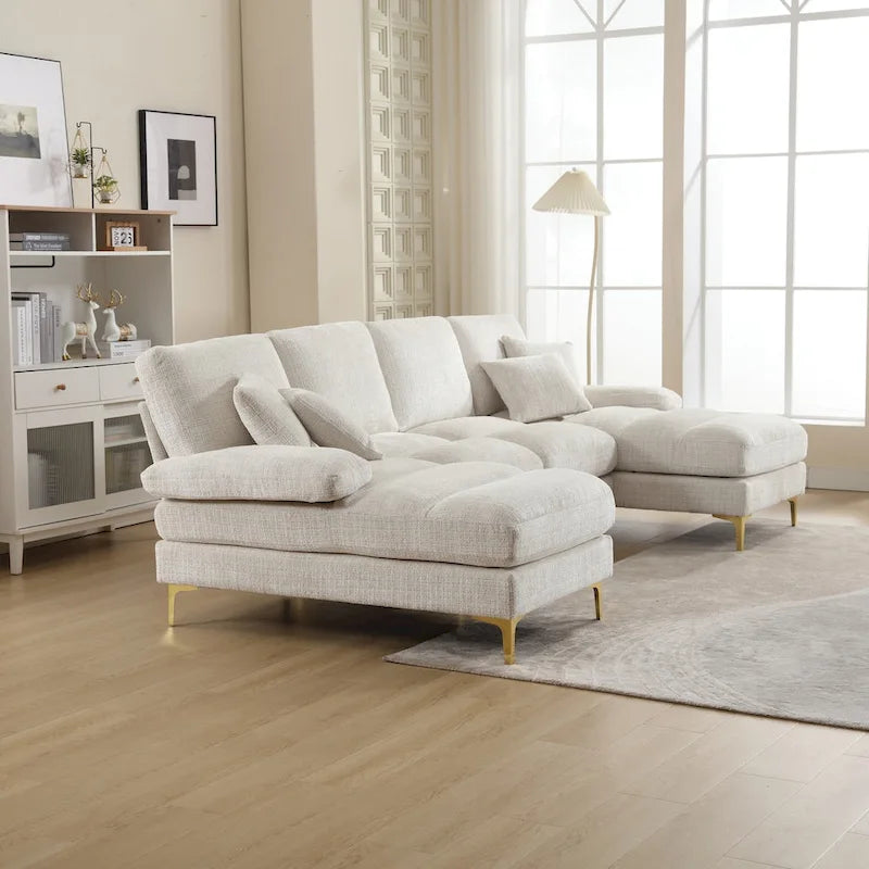 Canapé d'angle en chenille en U, multicolore, style moderne, 5 places et plus