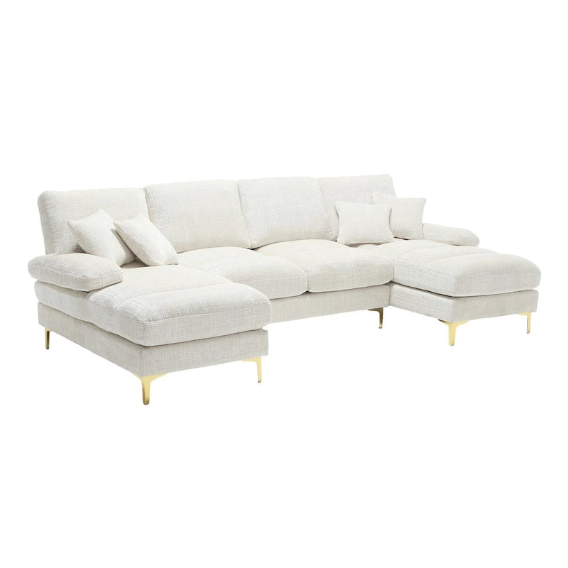 Canapé d'angle en chenille en U, multicolore, style moderne, 5 places et plus