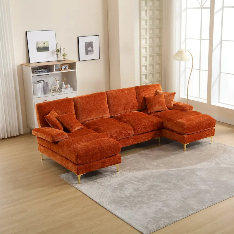 Canapé d'angle en chenille en U, multicolore, style moderne, 5 places et plus