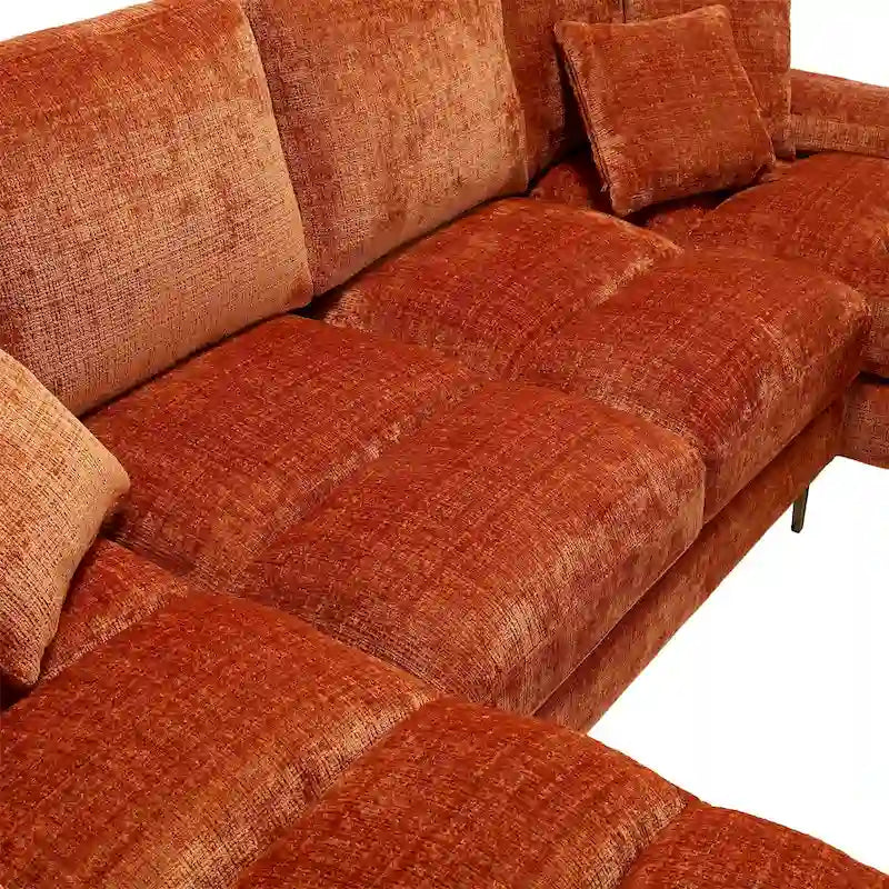 Canapé d'angle en chenille en U, multicolore, style moderne, 5 places et plus