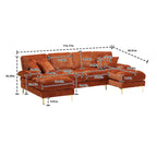 Canapé d'angle en chenille en U, multicolore, style moderne, 5 places et plus