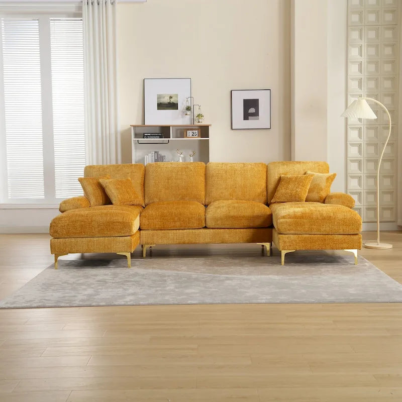 Canapé d'angle en chenille en U, multicolore, style moderne, 5 places et plus