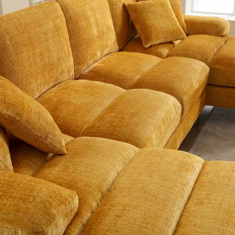 Canapé d'angle en chenille en U, multicolore, style moderne, 5 places et plus