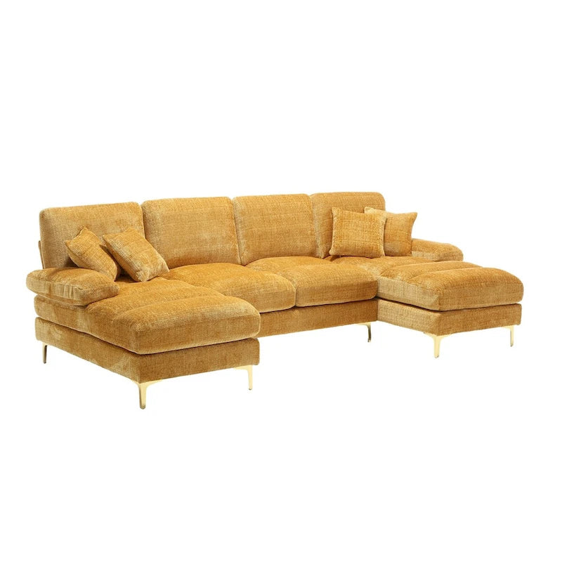 Canapé d'angle en chenille en U, multicolore, style moderne, 5 places et plus