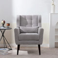 Gris / Gris Foncé / Gris Clair / Beige – Fauteuil d'appoint rembourré à une place avec pieds en bois