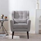 Gris / Gris Foncé / Gris Clair / Beige – Fauteuil d'appoint rembourré à une place avec pieds en bois