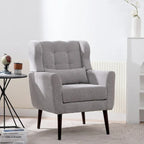 Gris / Gris Foncé / Gris Clair / Beige – Fauteuil d'appoint rembourré à une place avec pieds en bois