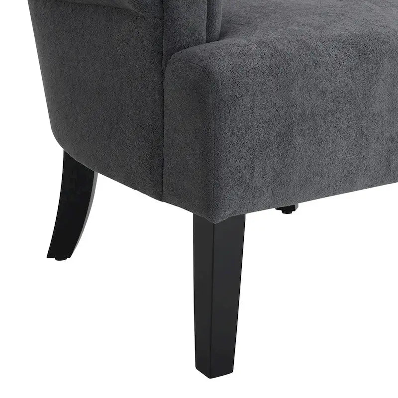 Gris / Gris Foncé / Gris Clair / Beige – Fauteuil d'appoint rembourré à une place avec pieds en bois