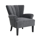 Gris / Gris Foncé / Gris Clair / Beige – Fauteuil d'appoint rembourré à une place avec pieds en bois