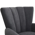 Gris / Gris Foncé / Gris Clair / Beige – Fauteuil d'appoint rembourré à une place avec pieds en bois