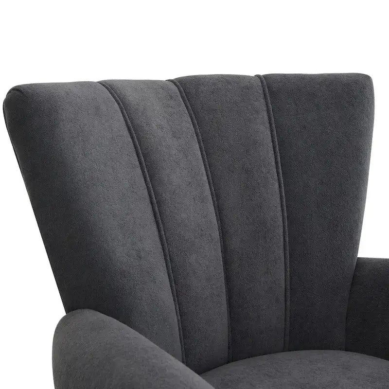 Gris / Gris Foncé / Gris Clair / Beige – Fauteuil d'appoint rembourré à une place avec pieds en bois