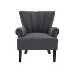 Gris / Gris Foncé / Gris Clair / Beige – Fauteuil d'appoint rembourré à une place avec pieds en bois