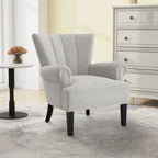 Gris / Gris Foncé / Gris Clair / Beige – Fauteuil d'appoint rembourré à une place avec pieds en bois
