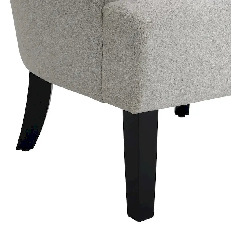 Gris / Gris Foncé / Gris Clair / Beige – Fauteuil d'appoint rembourré à une place avec pieds en bois