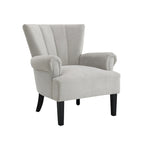 Gris / Gris Foncé / Gris Clair / Beige – Fauteuil d'appoint rembourré à une place avec pieds en bois