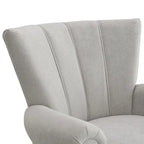 Gris / Gris Foncé / Gris Clair / Beige – Fauteuil d'appoint rembourré à une place avec pieds en bois