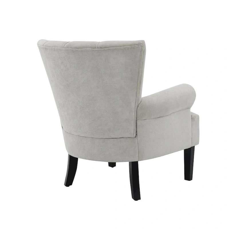 Gris / Gris Foncé / Gris Clair / Beige – Fauteuil d'appoint rembourré à une place avec pieds en bois