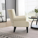 Gris / Gris Foncé / Gris Clair / Beige – Fauteuil d'appoint rembourré à une place avec pieds en bois